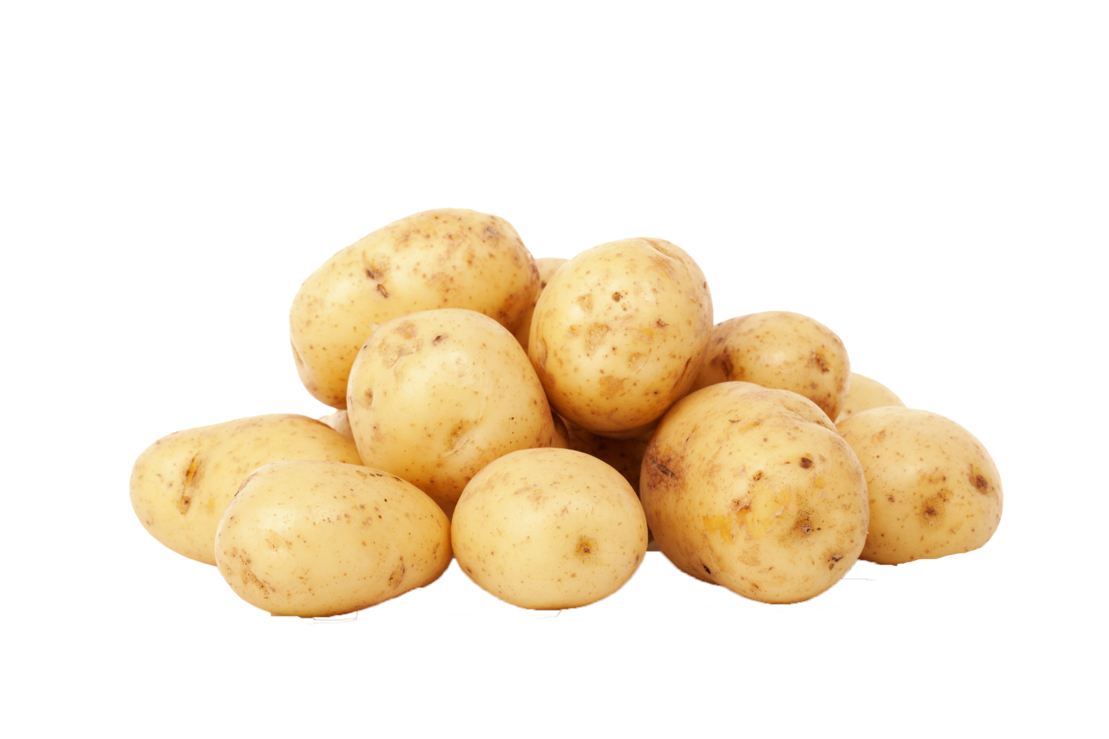 a pile of potatoes on a white background