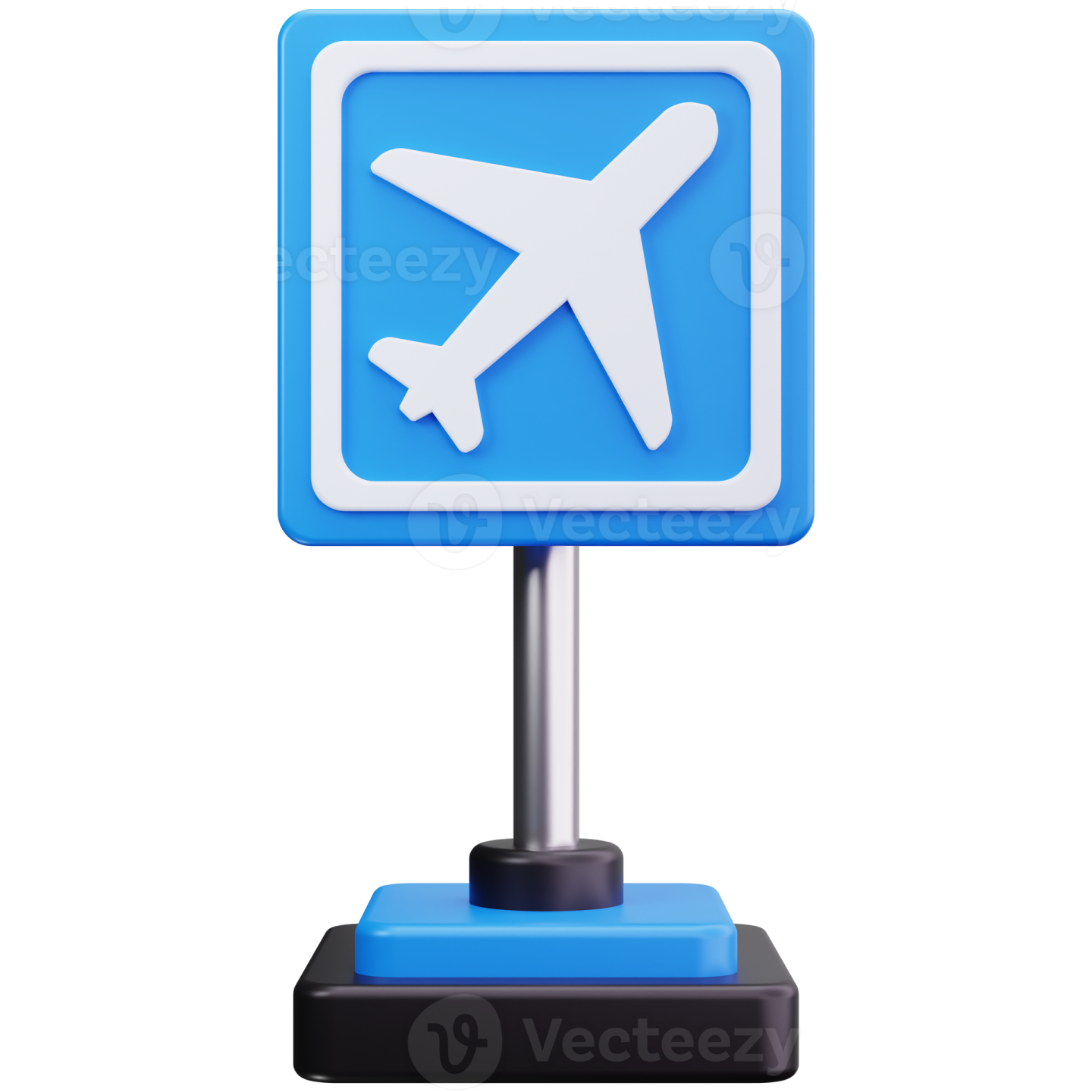 a blue sign with an airplane on it