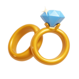 two wedding rings with a diamond on top