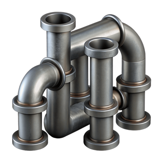a group of stainless pipes