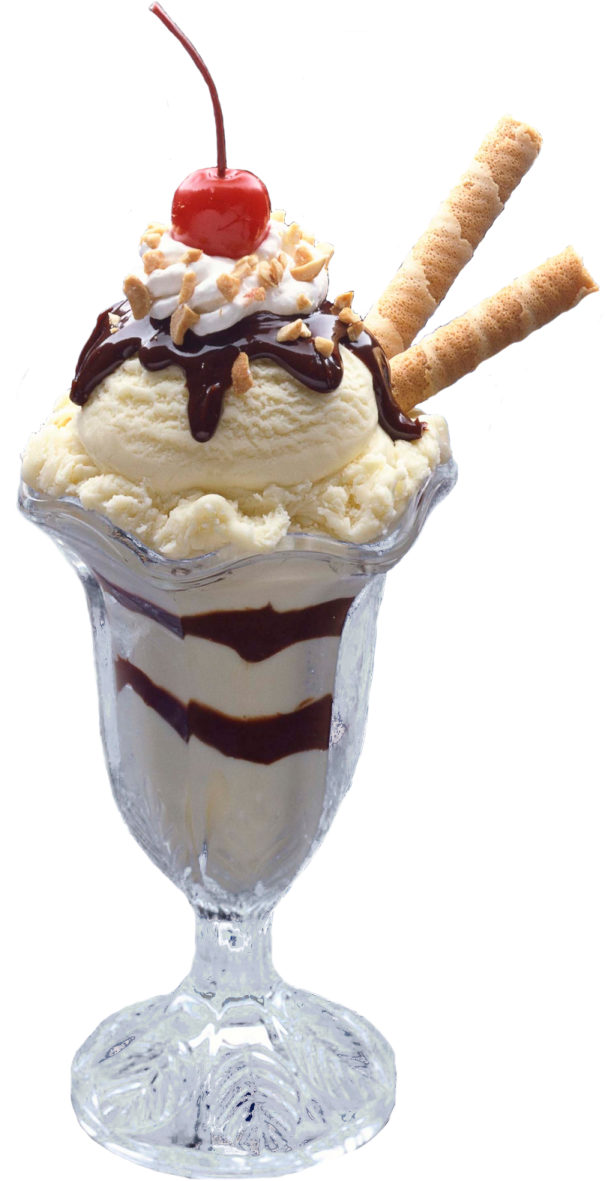 an ice cream sundae with a cherry on top