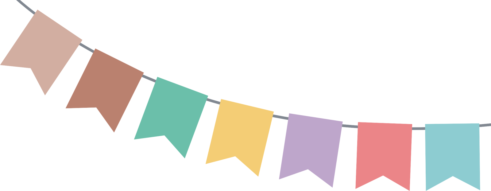 a colorful bunt with flags hanging from it