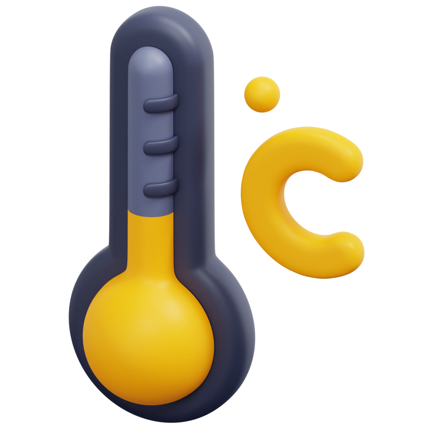 a yellow and black thermometer on a white background