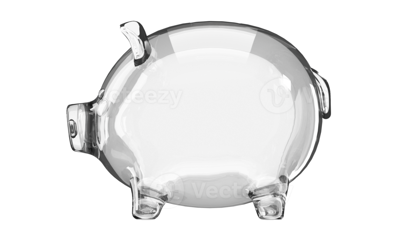 a clear pig shaped glass pig money bank