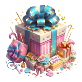 a gift box filled with candy and candis