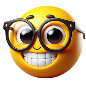 a smiley with glasses on it's face
