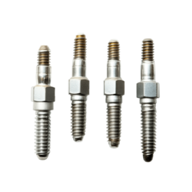 a set of screws on a white background