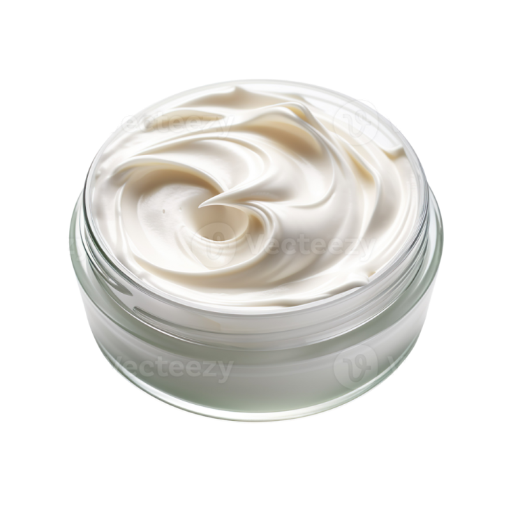 a jar of cream on a white background