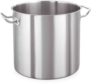 a stainless stock pot with handles