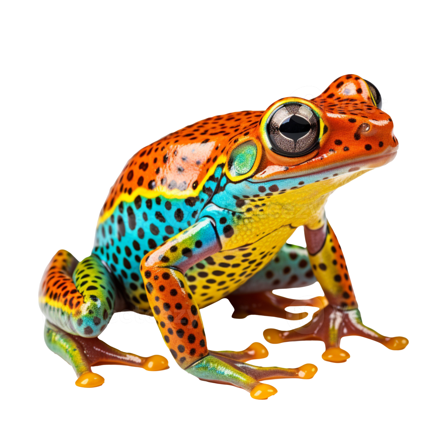 a colorful frog on a white background