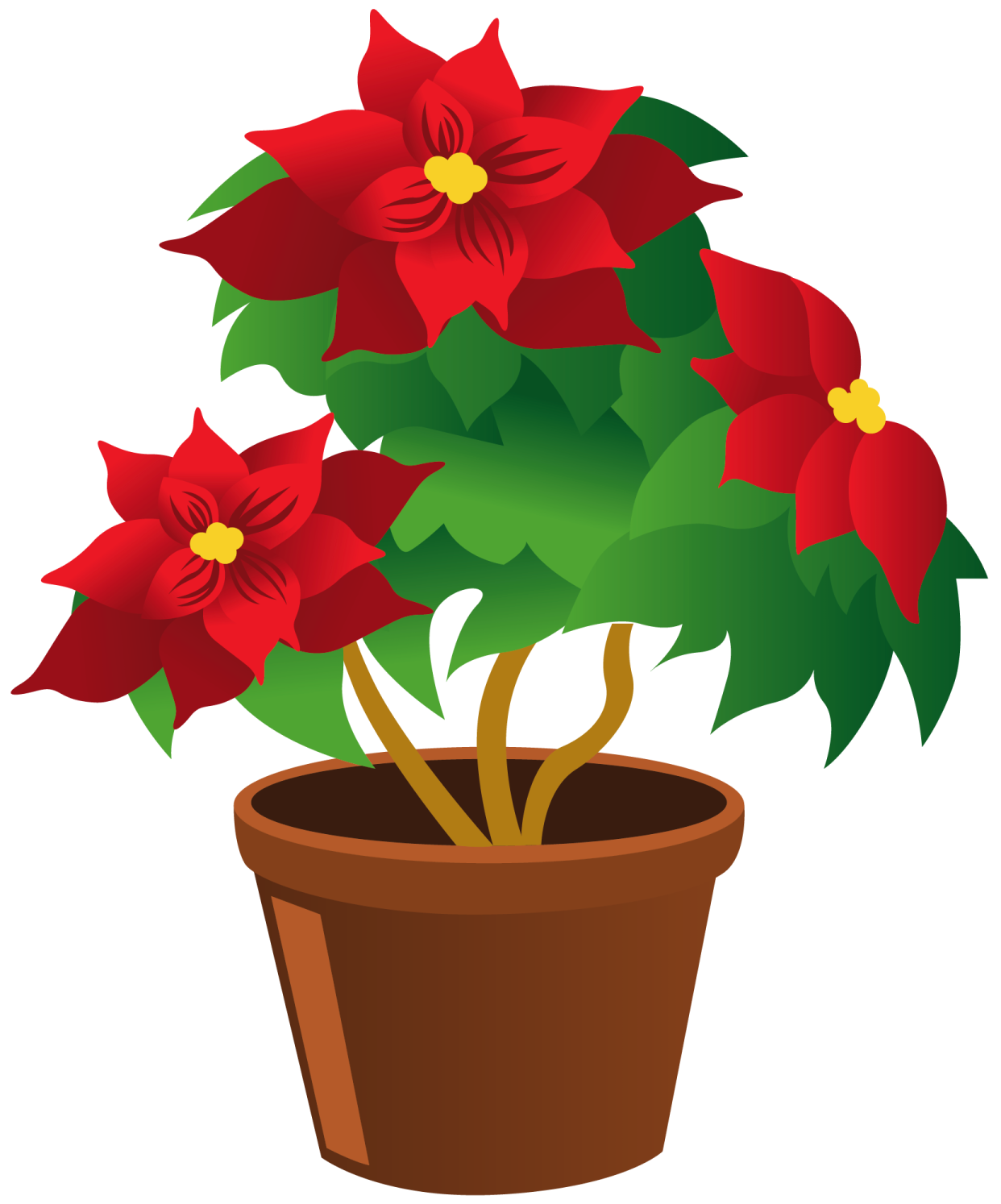 a pot with red flowers in it