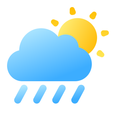 a cloud with sun and rain