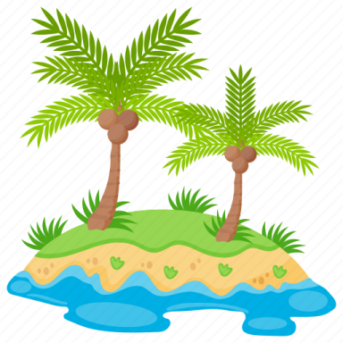 two palm trees on an island