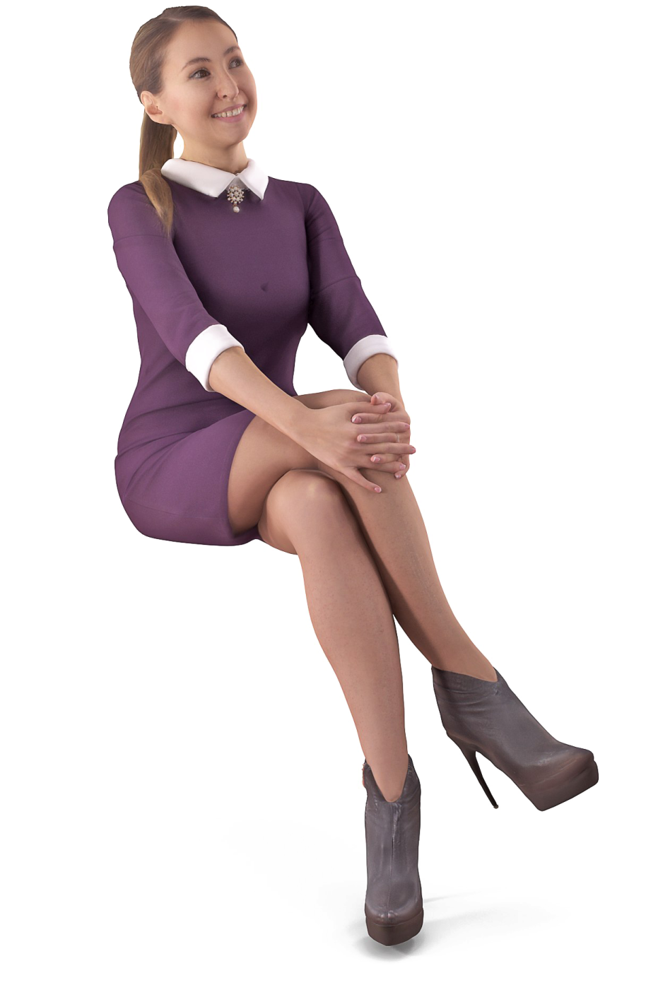 a woman in a purple dress is sitting on the floor
