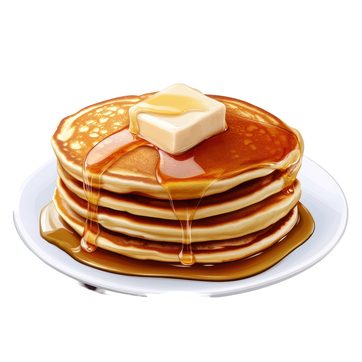 a stack of pancakes on a white plate