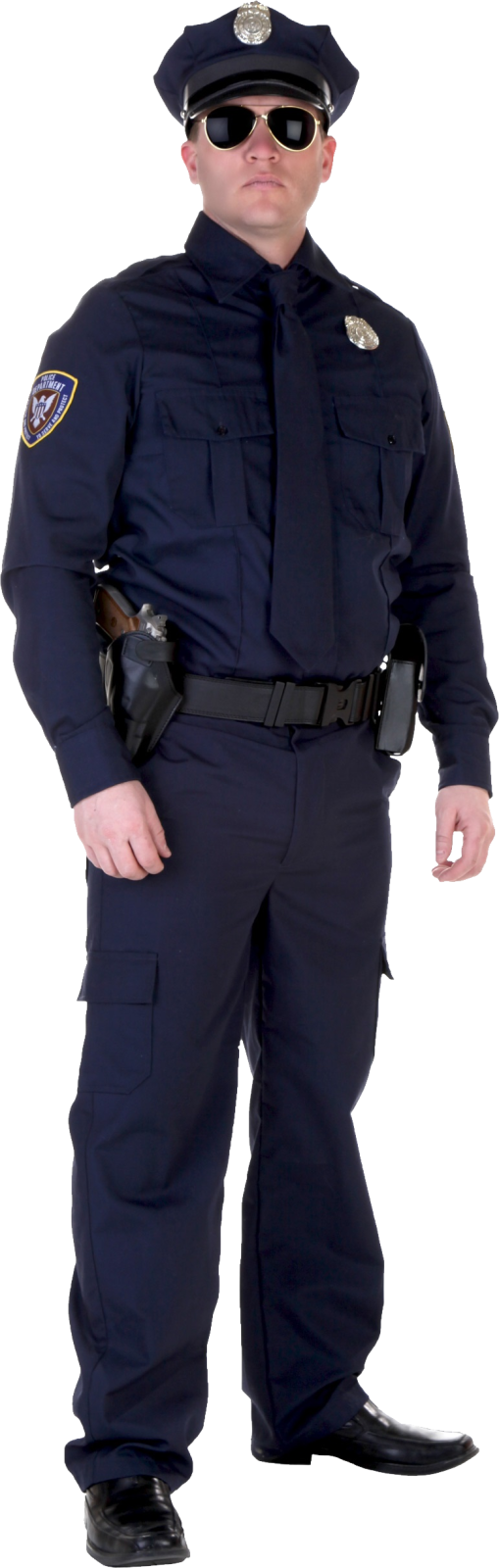 a man in a police uniform with his hands on his hips