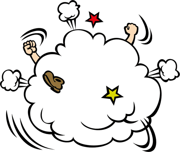 a cartoon cloud with a star in the middle