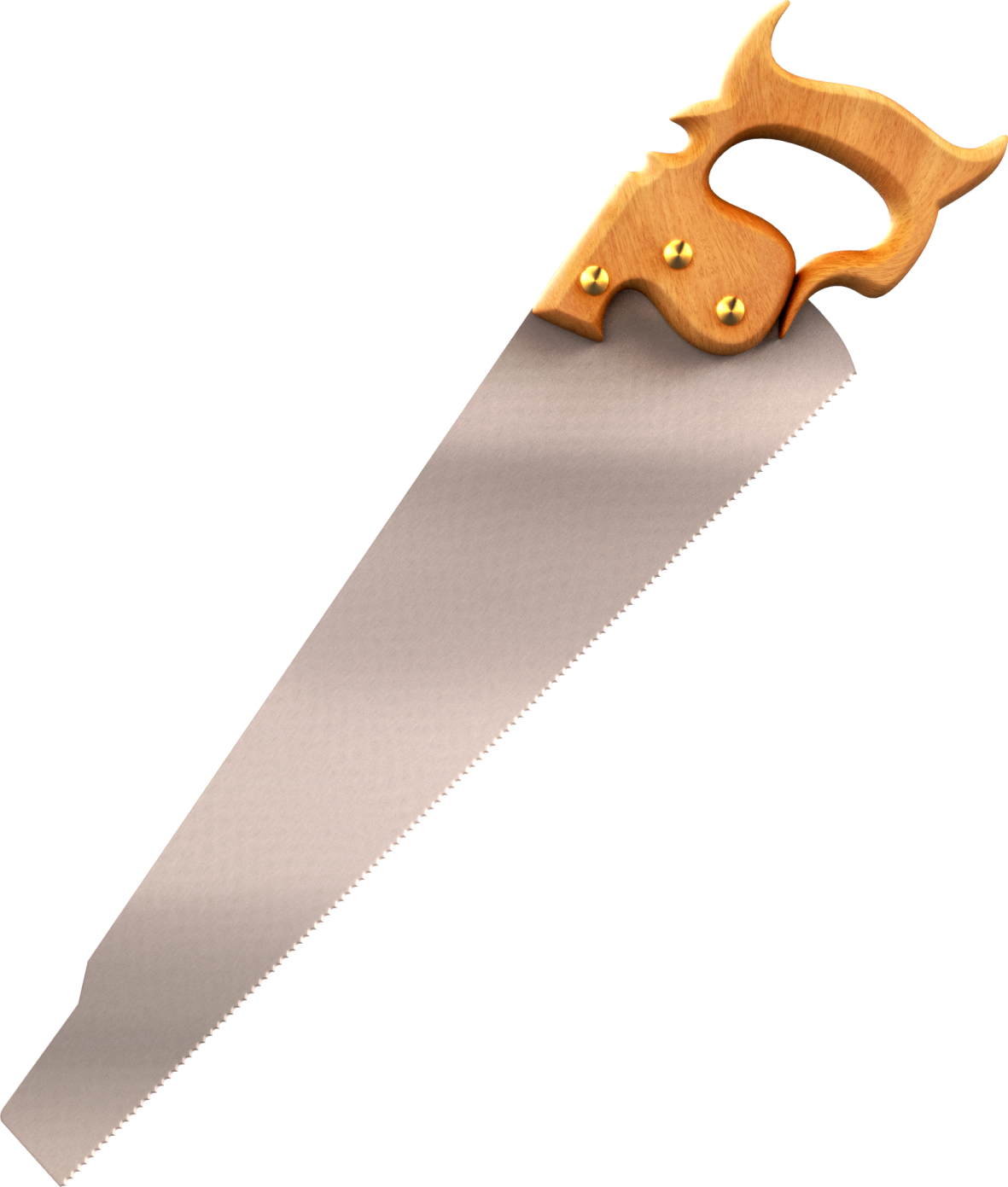 a wooden saw on a white background