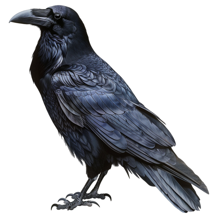 a black bird sitting on top of a white surface