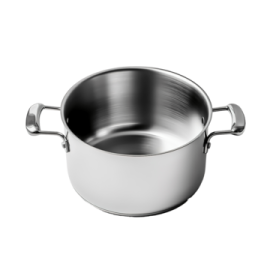 a stainless steel sauce pot with handles
