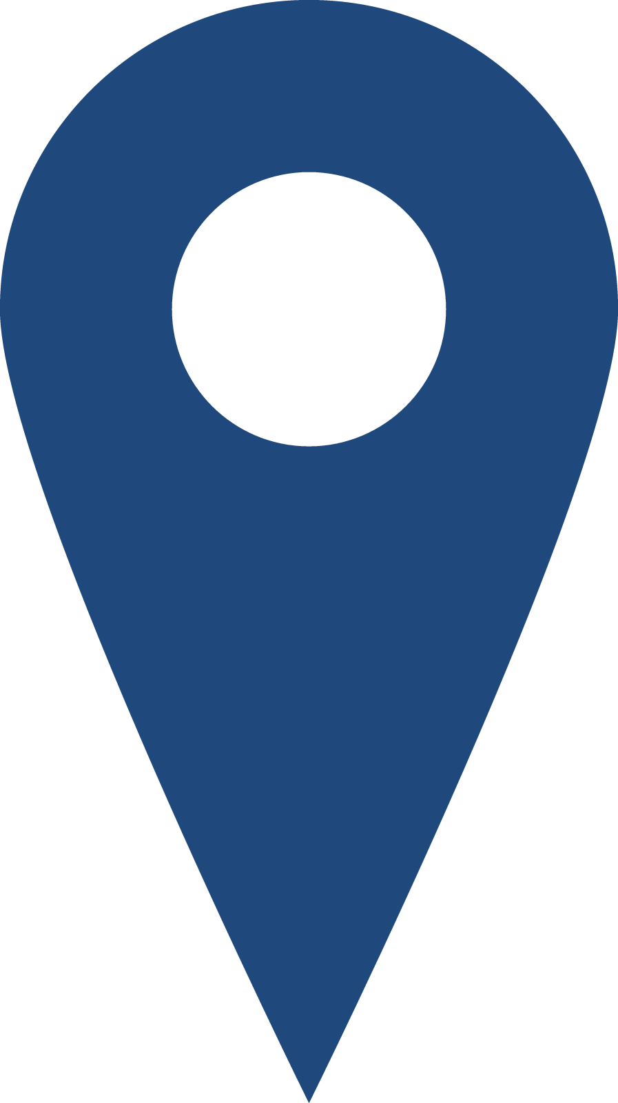 a blue pin with a white circle on it