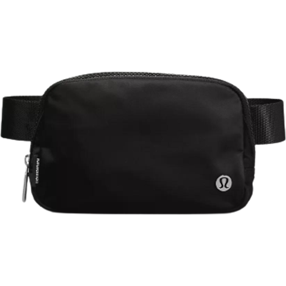 a black fanny bag on a white background