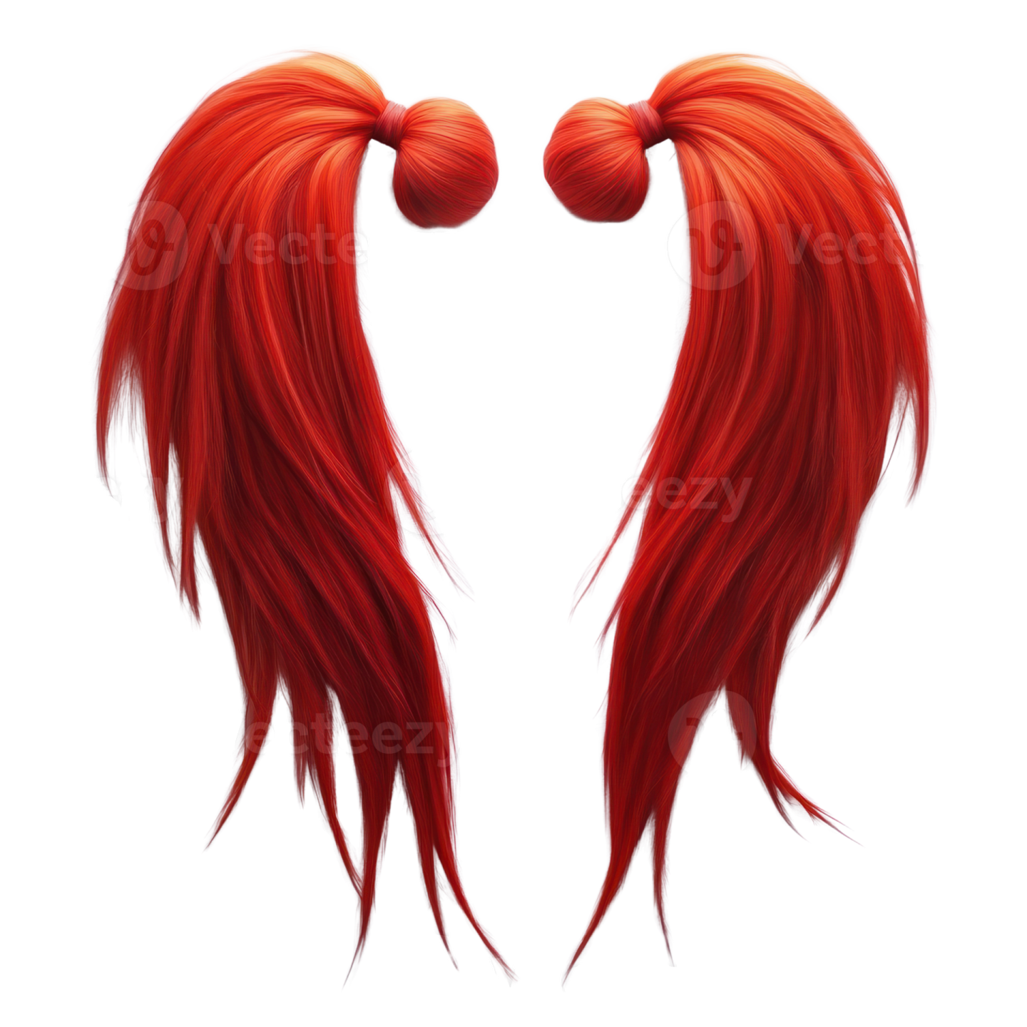 a pair of red hair on white background
