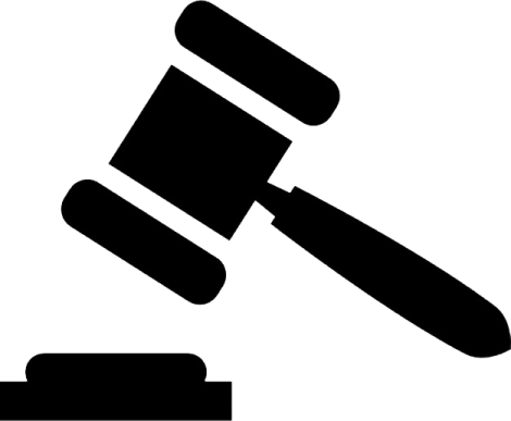 a black and white icon of a judge's gave