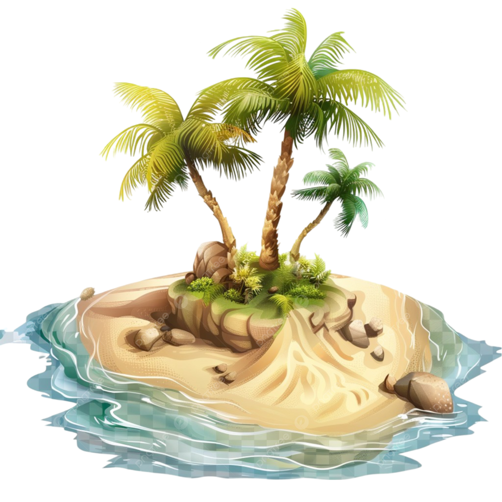 a small island with palm trees in the water