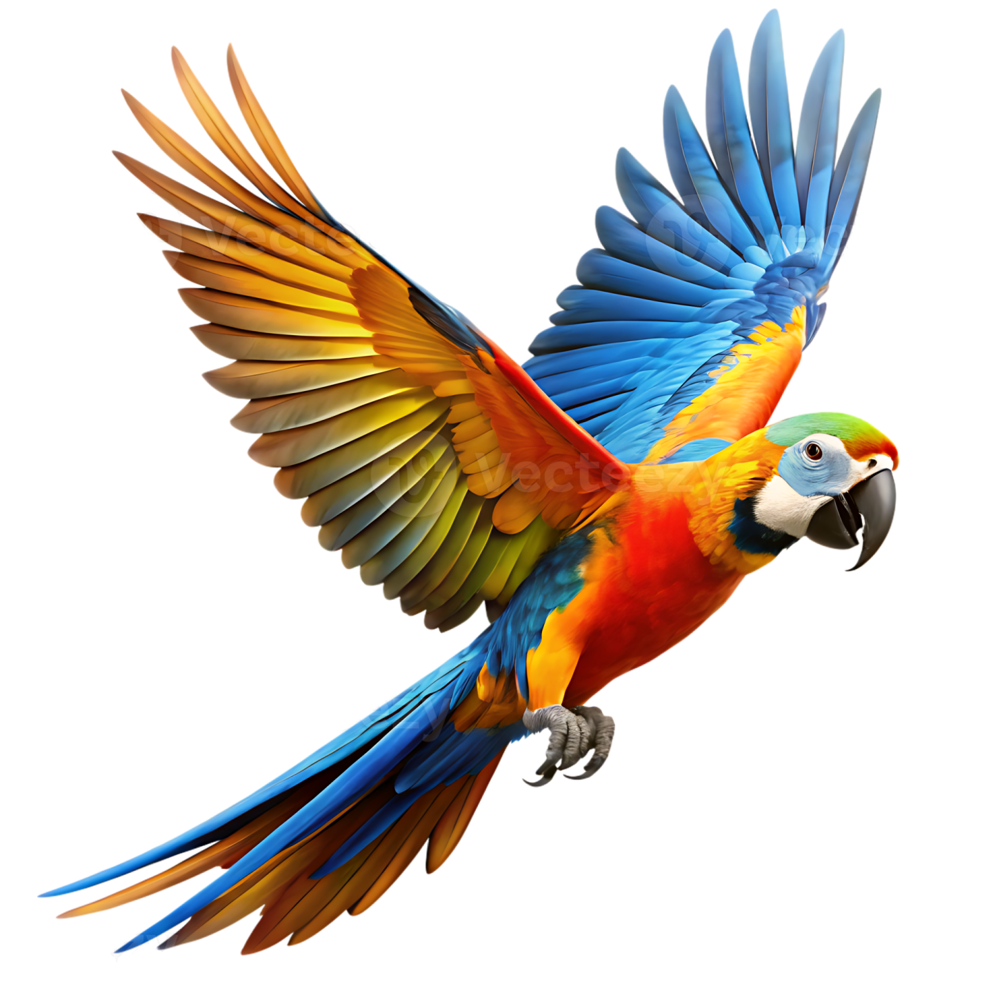 a colorful parrot flying in the air