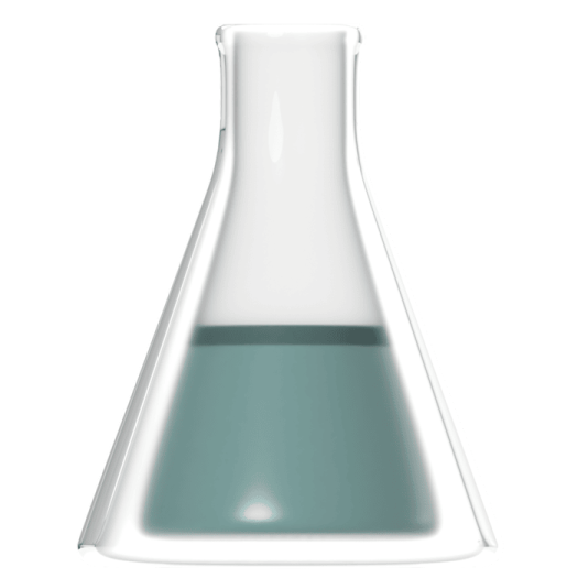 a beak with a blue liquid in it