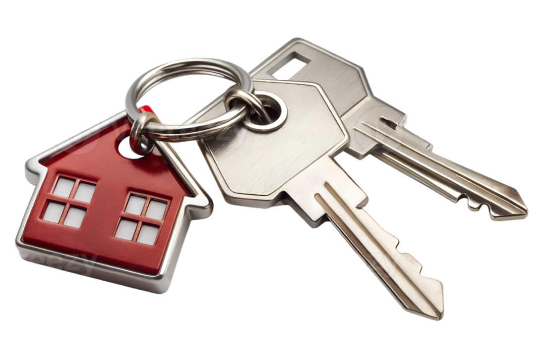 a house shaped keychai with two keys