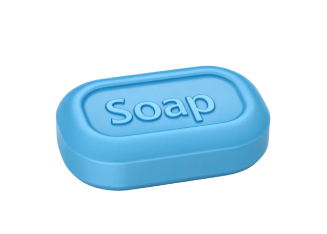 a soap bar with the word soap on it