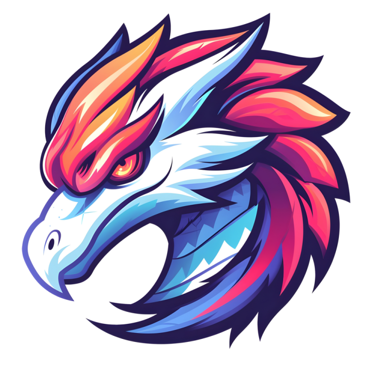 the head of a red and blue dragon