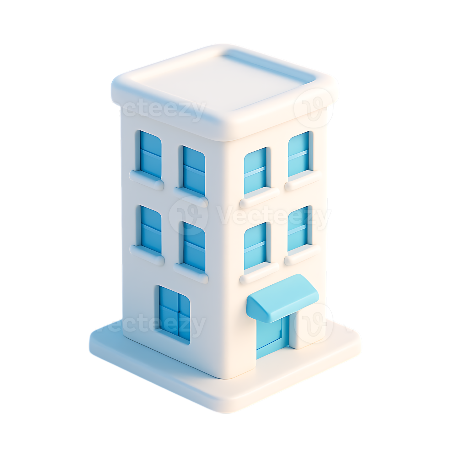 a white building with blue windows