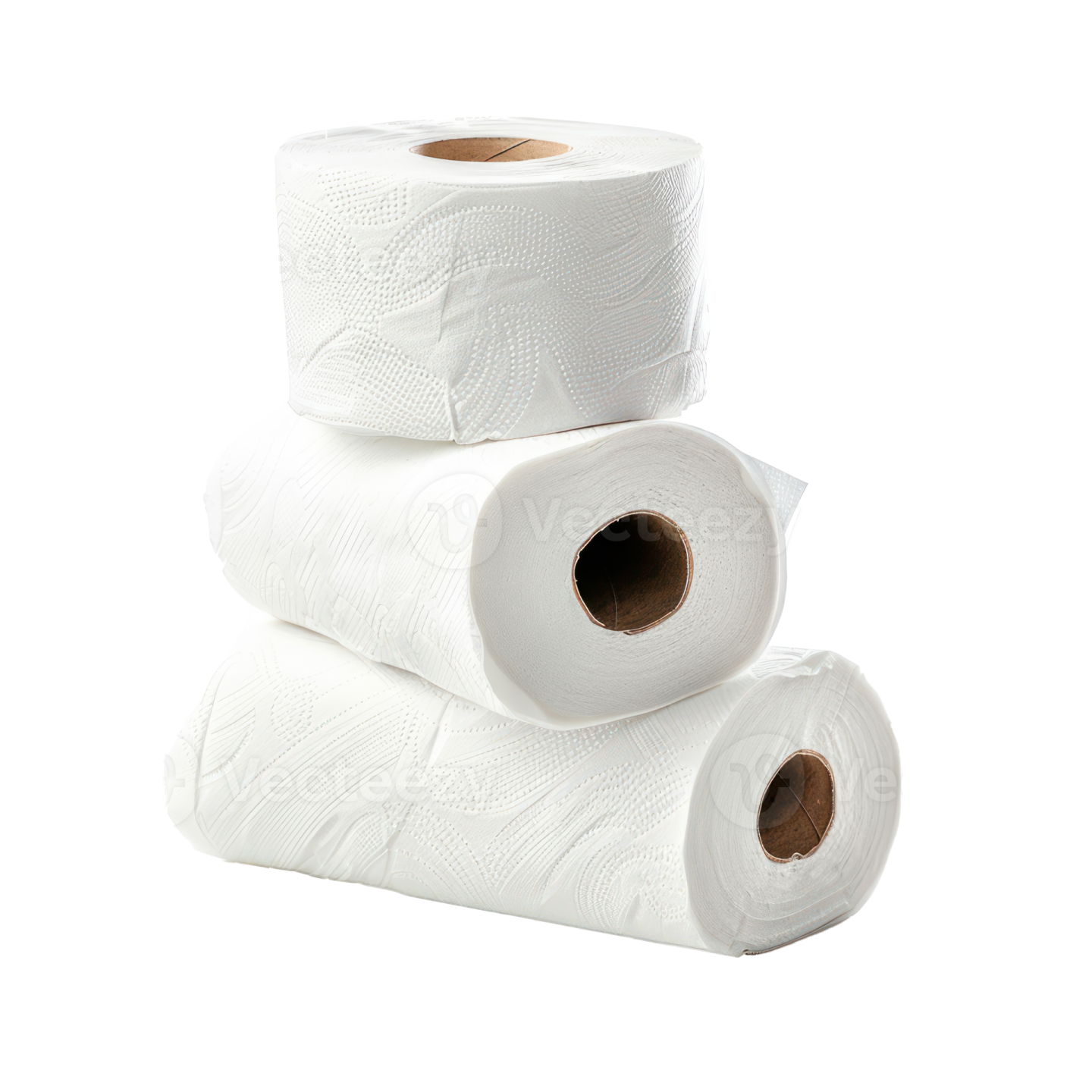 three rolls of toilet paper on a white background