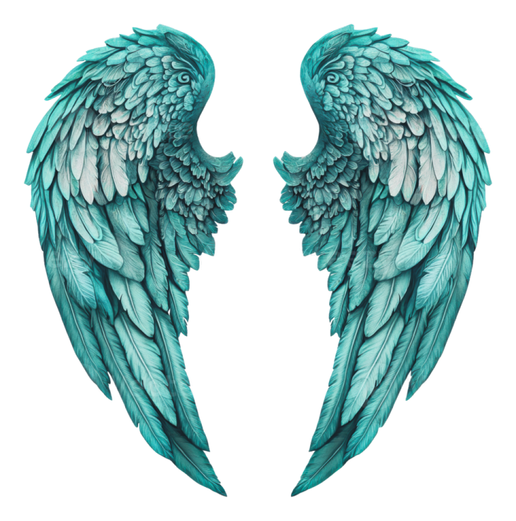 two blue wings on a white background