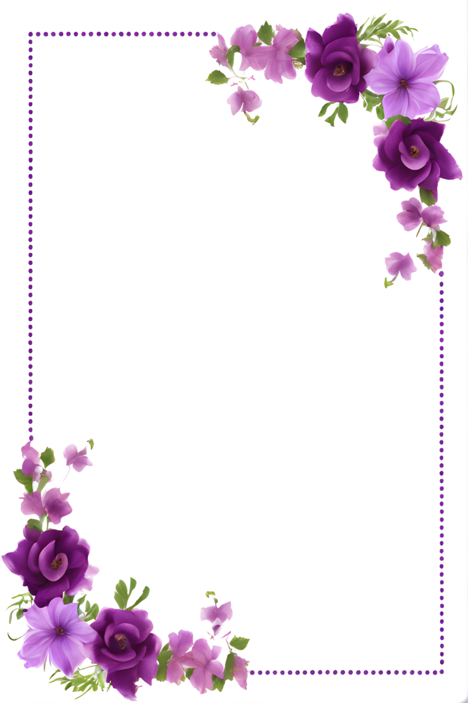 a purple flower border on a white background