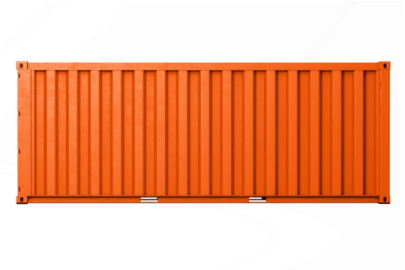 a red shipping container on a white background