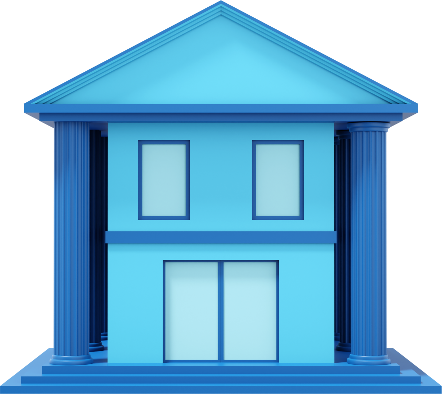 a blue house on a white background