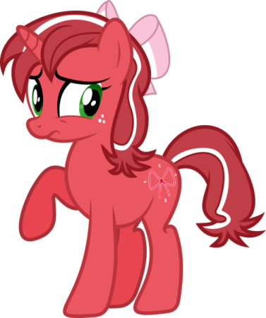 a pinkie pony with green eyes