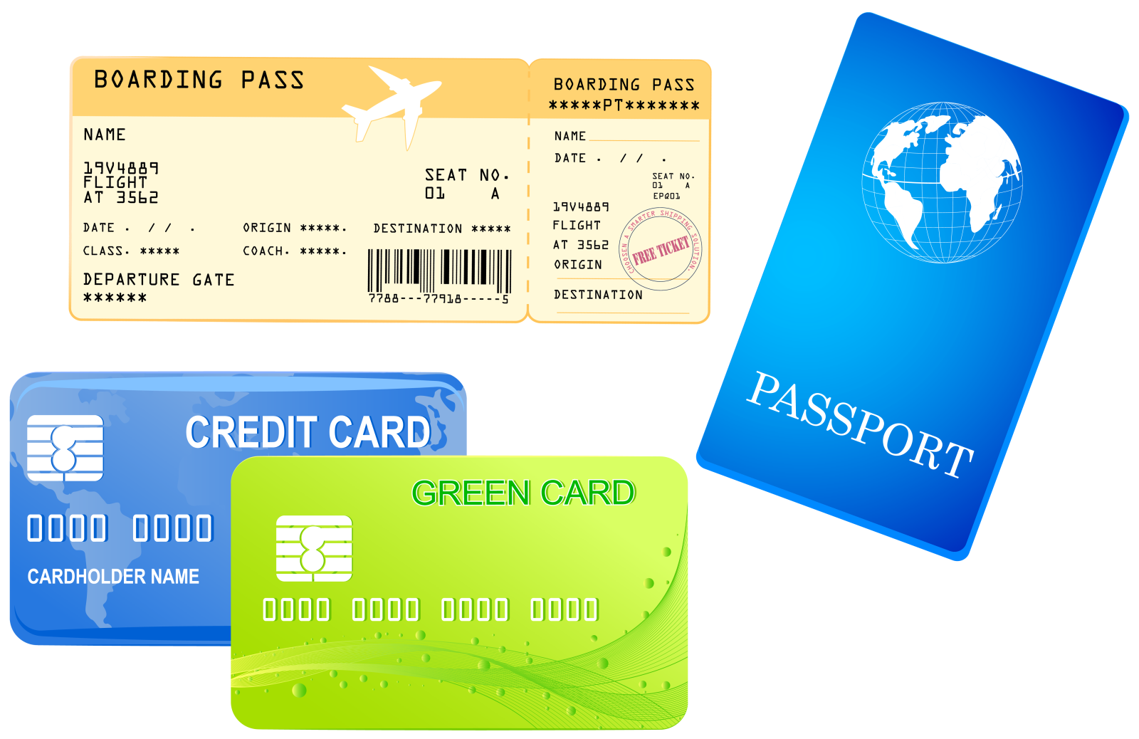 three different credit cards