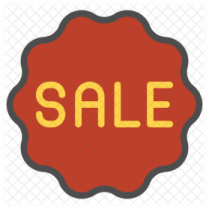 a red sale label with the word sale on it