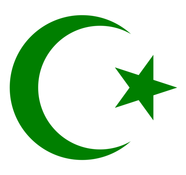 a green crescent and star
