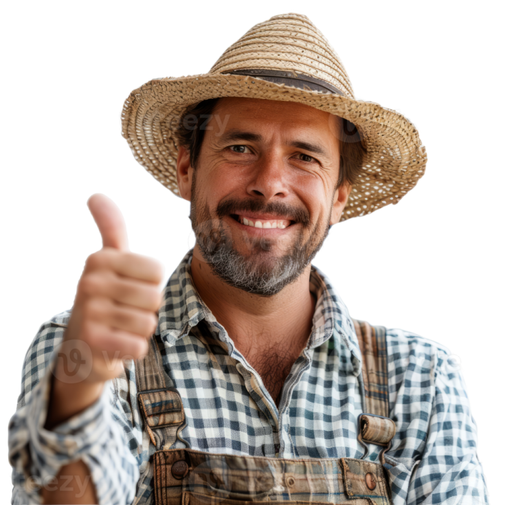 a man wearing a straw hat and giving a thumbs