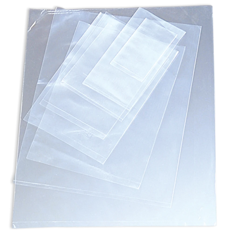 a clear plastic bag on a white background