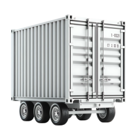 a silver container with wheels on a white background
