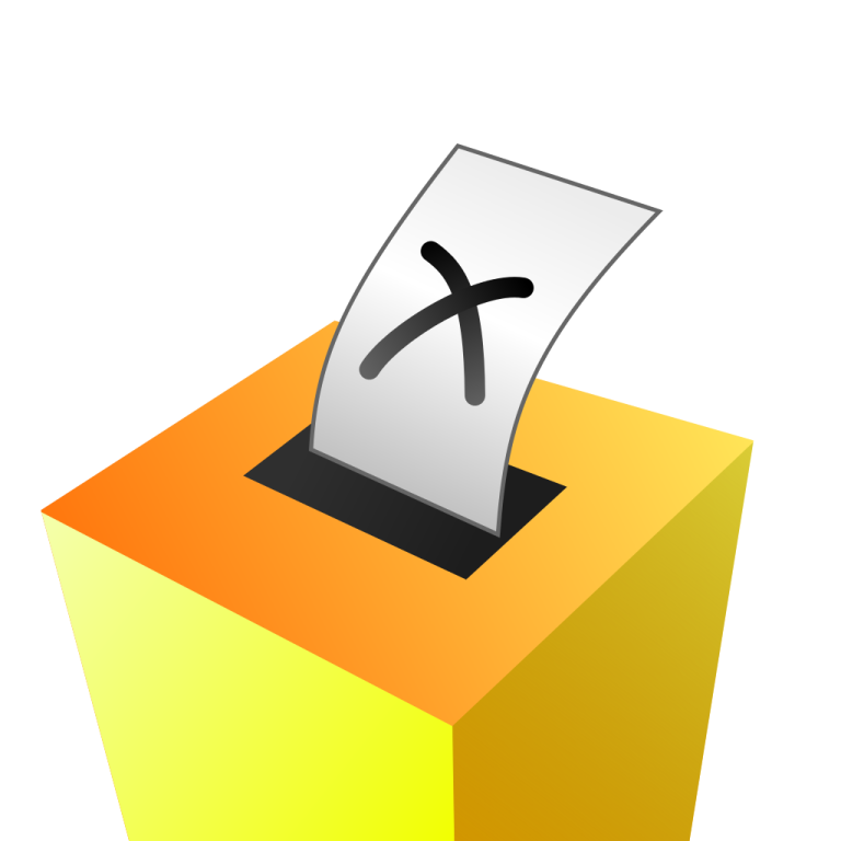 a ballot box with a voting paper in it