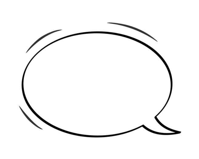 a black and white drawing of a speech bubble