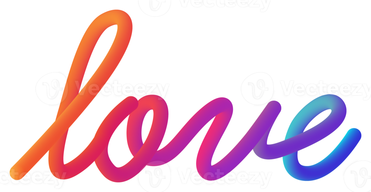 the word love in rainbow colors on a white background